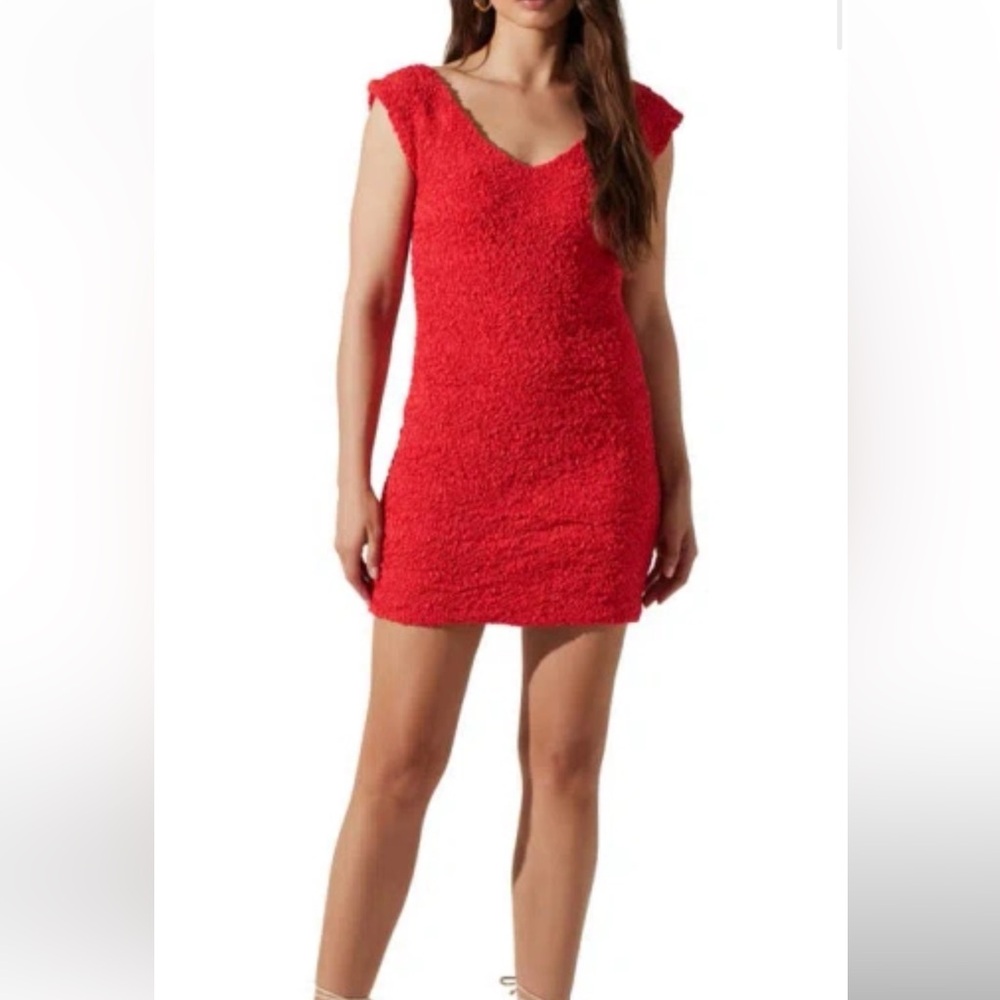 Astr Red Textured Mini Dress Size M